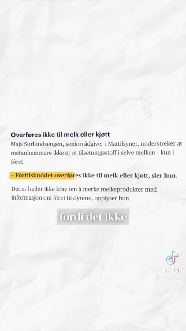 Klippet versjon av video, hentet fra TikTok: @tarjeskar. Publisert 09.12.2024